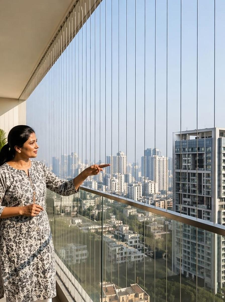 Railing Glass Safety Balcony Invisible Grills